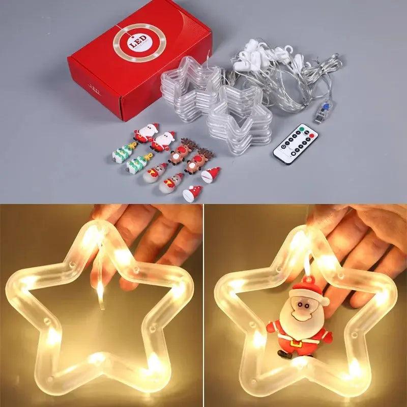 Cortina de Luzes de Natal LED com Controle Remoto Santa Christmas