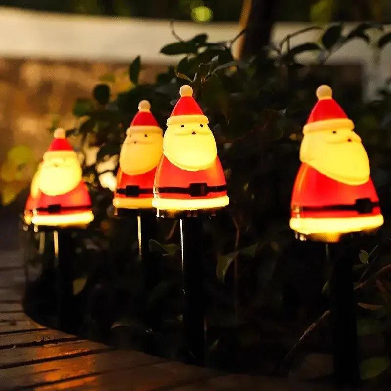 Decoração de Natal para Jardim Luminária Solar de Espeto 5 em 1 Papai Noel