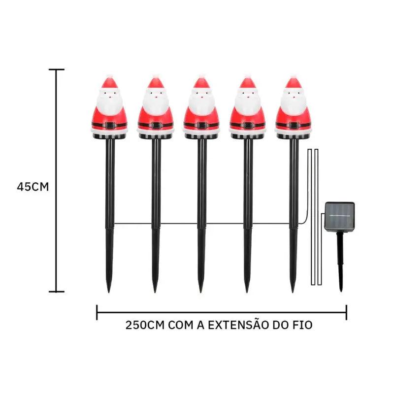 Decoração de Natal para Jardim Luminária Solar de Espeto 5 em 1 Papai Noel