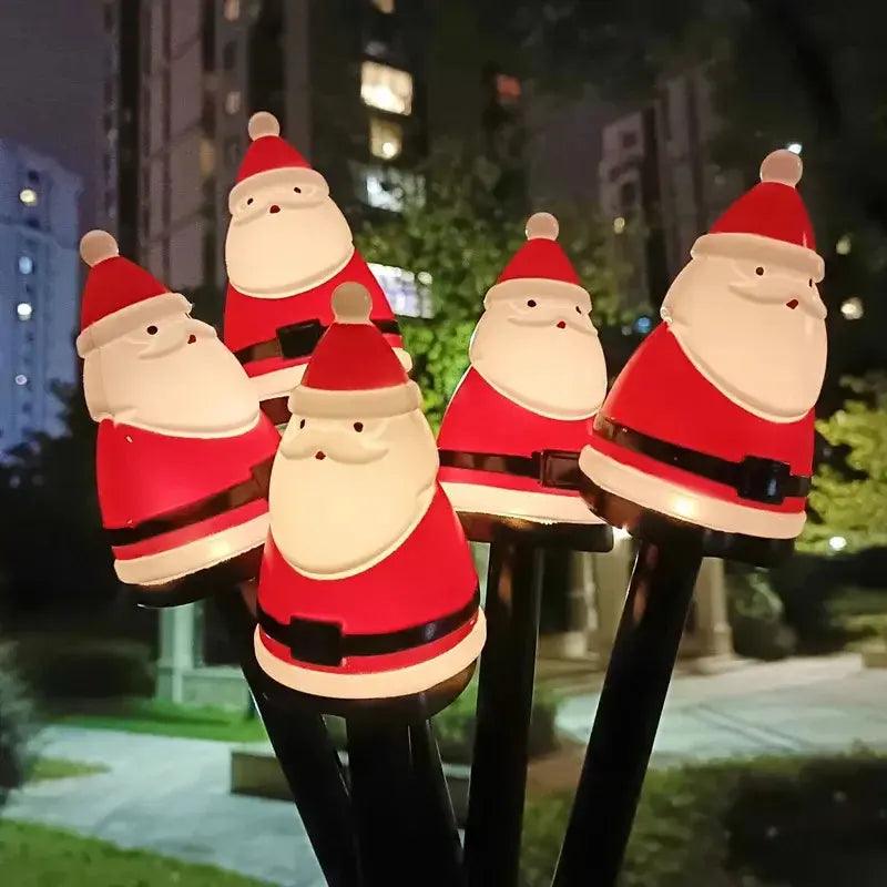 Decoração de Natal para Jardim Luminária Solar de Espeto 5 em 1 Papai Noel