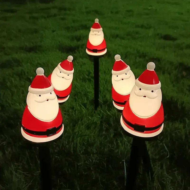 Decoração de Natal para Jardim Luminária Solar de Espeto 5 em 1 Papai Noel