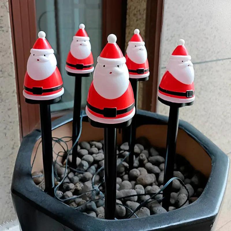 Decoração de Natal para Jardim Luminária Solar de Espeto 5 em 1 Papai Noel