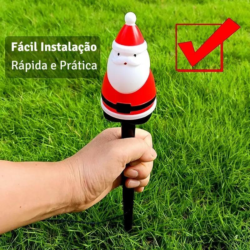 Decoração de Natal para Jardim Luminária Solar de Espeto 5 em 1 Papai Noel