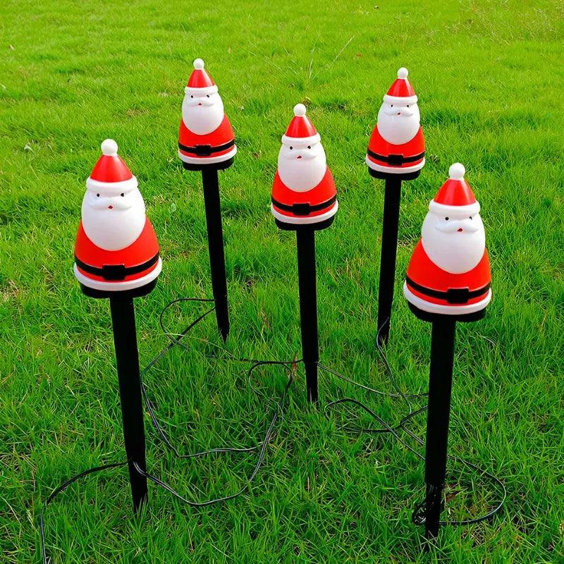 Decoração de Natal para Jardim Luminária Solar de Espeto 5 em 1 Papai Noel