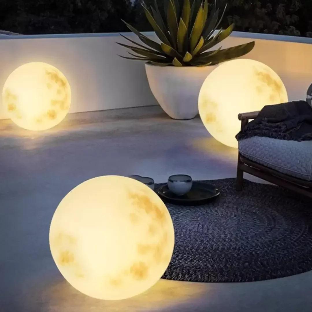 Luminária Solar Lua Cheia Decoração para Jardim