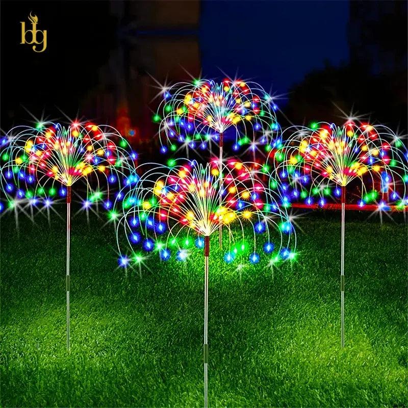 Luminária Solar para Jardim Fogos de Artifício Bigstock