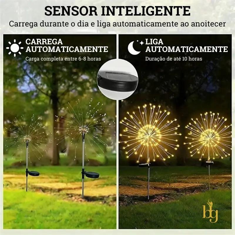 Luminária Solar para Jardim Fogos de Artifício Bigstock