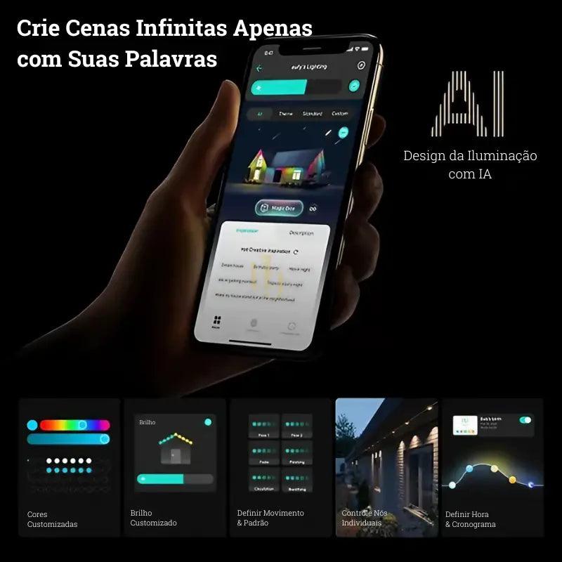 Luzes LED Arco-Íris Inteligente com Controle Remoto e APP para Uso Interno e Externo Bigstock