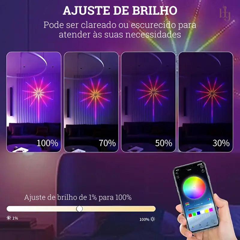 Luzes LED Fogo de Artifício Inteligente com Controle Remoto, Wifi, Bluetooth e Sincronização Musical Bigstock