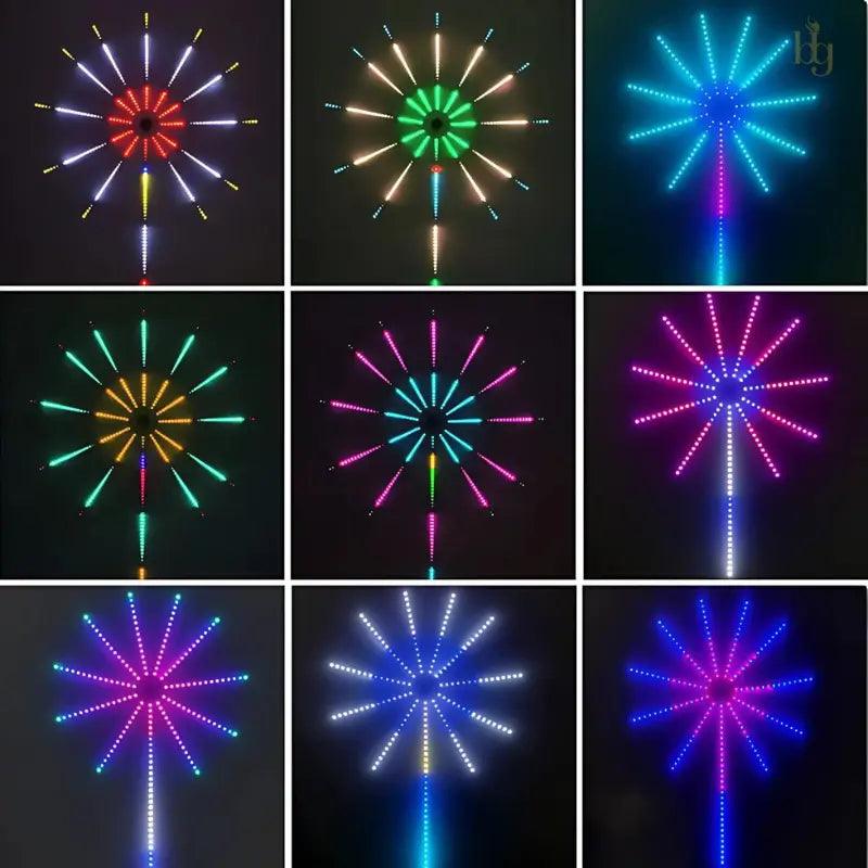 Luzes LED Fogo de Artifício Inteligente com Controle Remoto, Wifi, Bluetooth e Sincronização Musical Bigstock