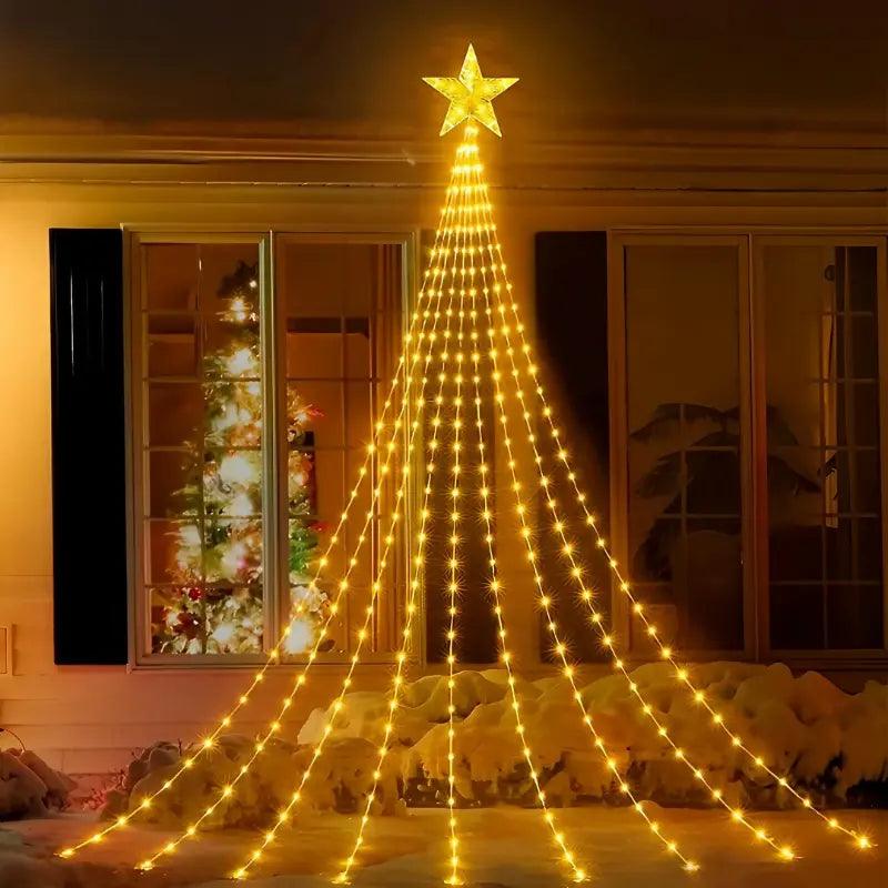 Luzes de Natal LED em Cascata com Estrela Bigstock