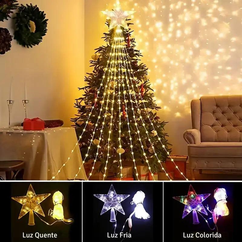 Luzes de Natal LED em Cascata com Estrela Bigstock