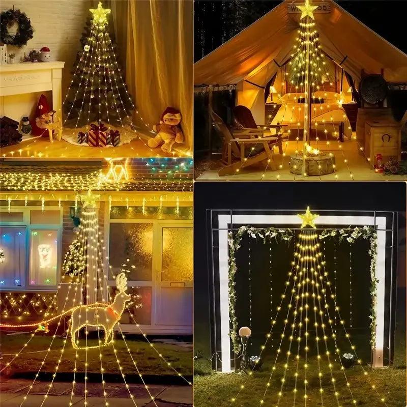 Luzes de Natal LED em Cascata com Estrela Bigstock