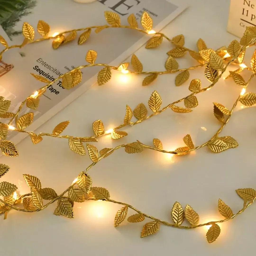 Planta Artificial Folhas de Ouro com Luz de Led para Decoração Bigstock