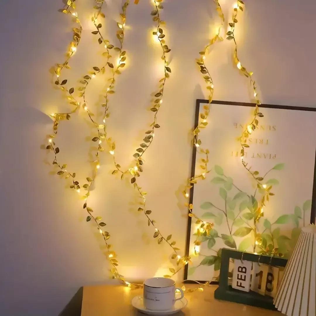 Planta Artificial Folhas de Ouro com Luz de Led para Decoração Bigstock