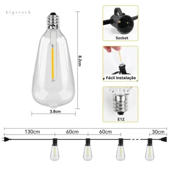 Varal de Lâmpadas Biglight - Ilumine Exteriores